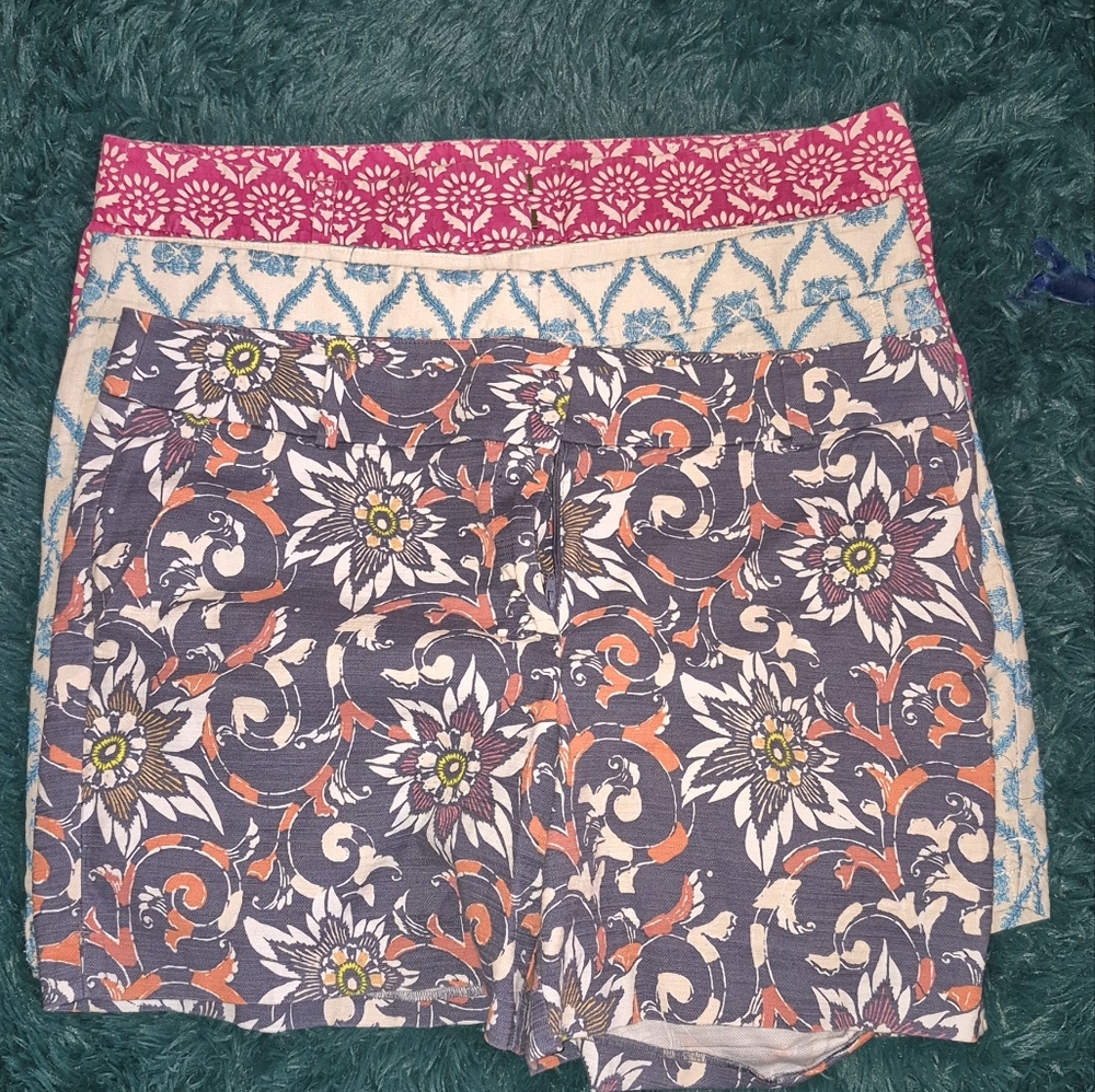 SZ 14 Lot LOFT Pink, Blue/Orange And Blue/Cream Pattermed Short